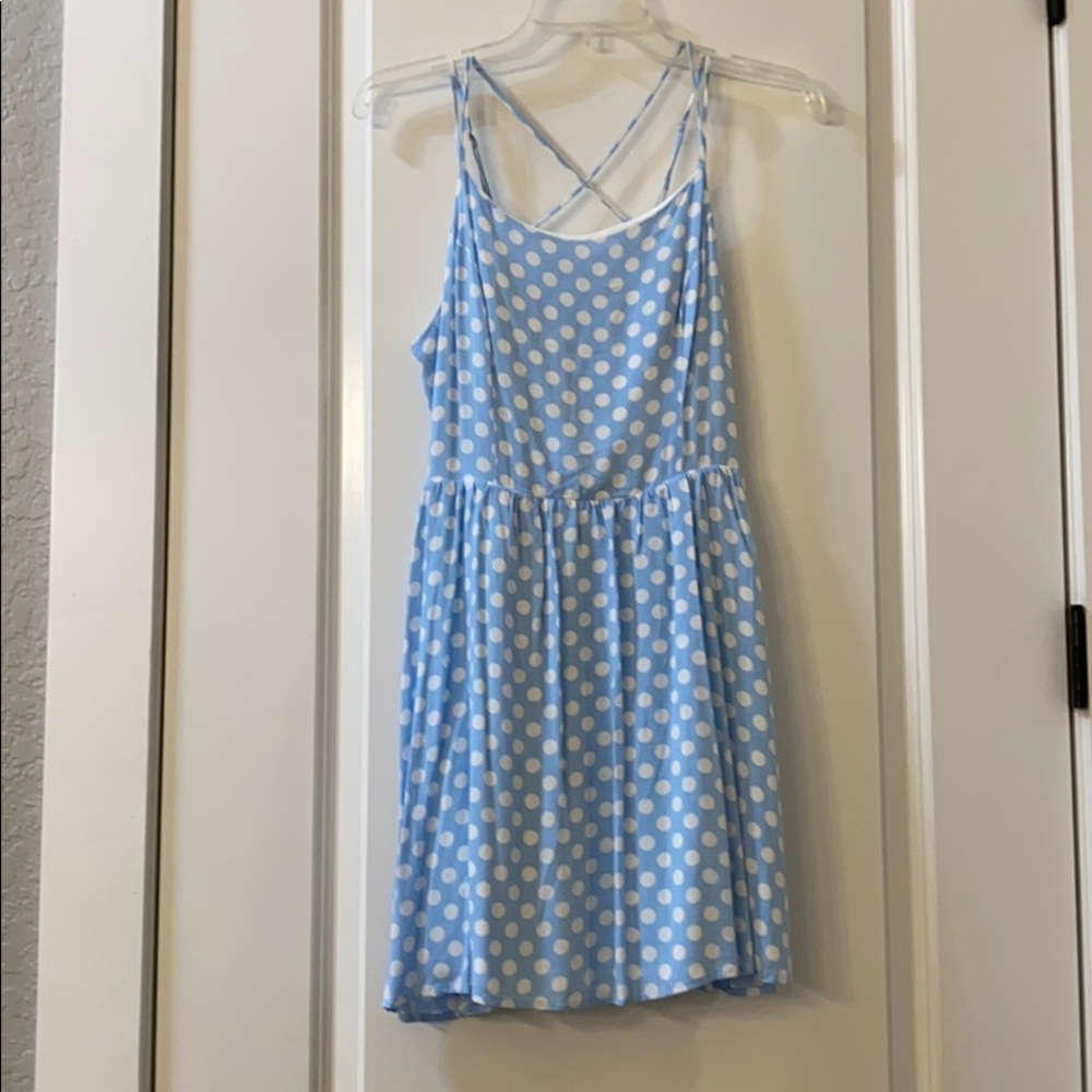Light blue polkadot sun dress